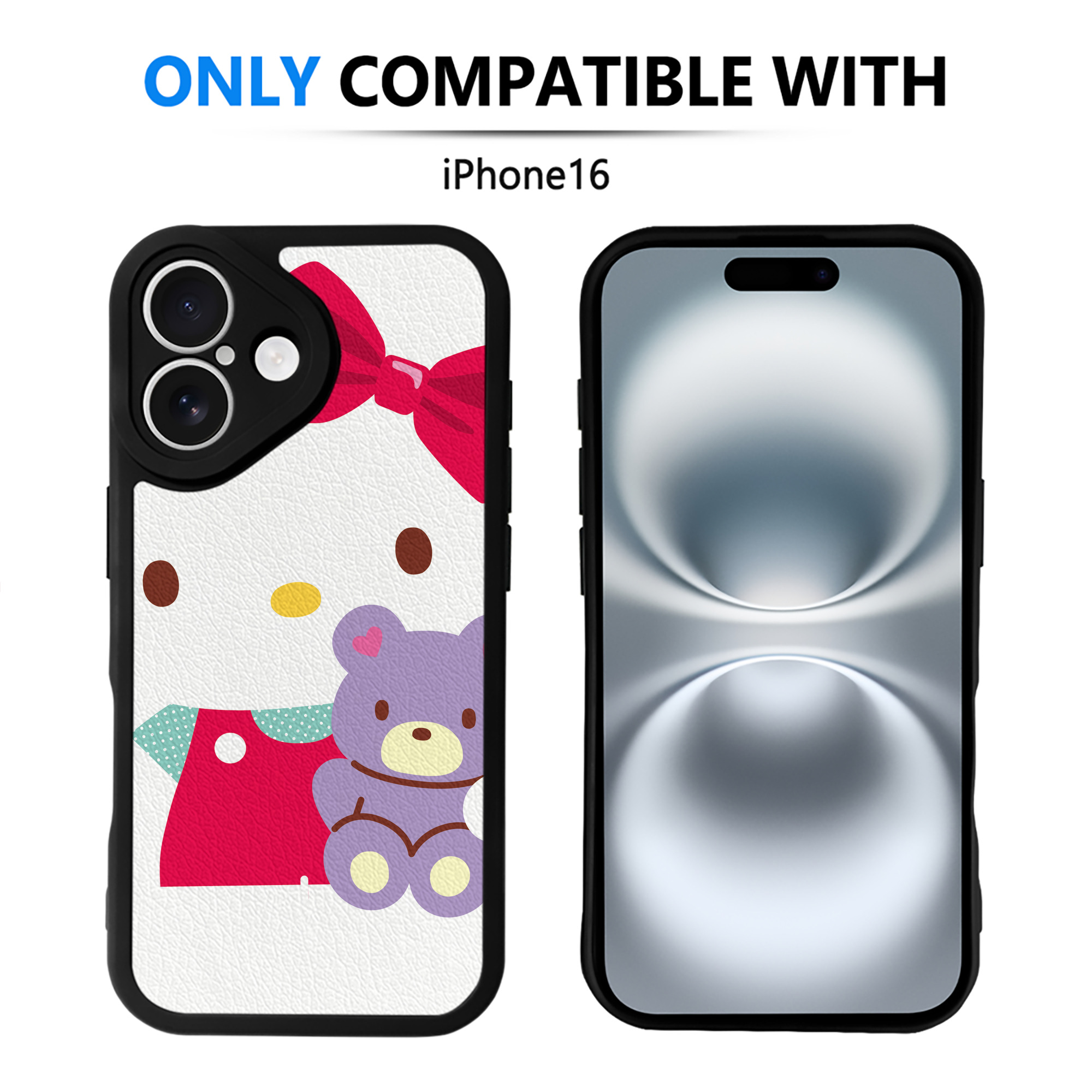 （画像用） Hello Kitty ハローキティ 【iPhone 16シリーズ対応】シリコンスマホケース（レザー調） 材質：シリコン